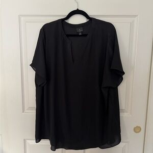 Worthington Plus Size Shirt Sleeve Black Blouse 3X